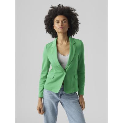 Jerseyblazer VERO MODA "VMJULIA LS BLAZER", Damen, Gr. 38 (M), grün (bright grün), Jersey, Obermaterial: 66% Polyester, 34% Baumwolle, unifarben, feminin, tailliert, tiefer V-Ausschnitt, Langarm mit Knöpfen, Blazer Image