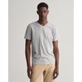 T-Shirt GANT "SLIM SHIELD V-NECK T-SHIRT" Gr. XXL, grau (grey melange) Herren Shirts T-Shirts