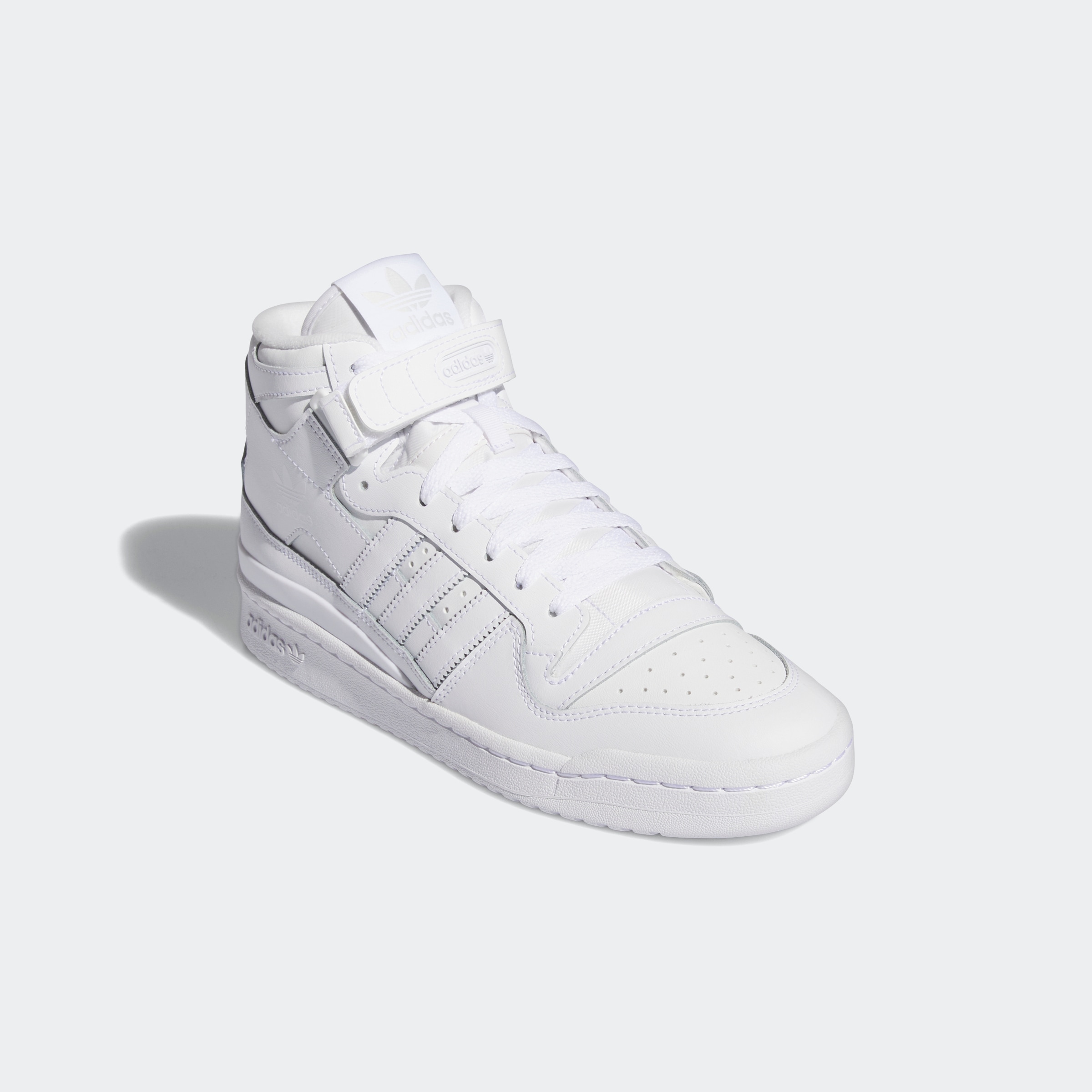 Sneaker ADIDAS ORIGINALS "FORUM MID", Gr. 42,5, weiß (cloud weiß, crystal weiß, cloud weiß), Baumwolle, Synthetik, Schuhe