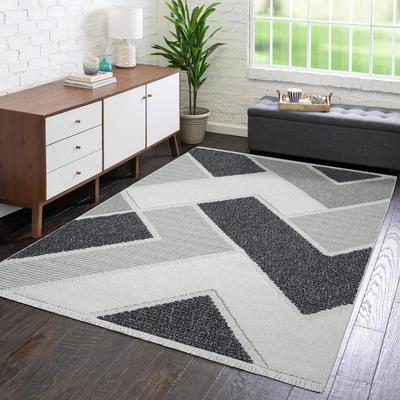 Teppich CARPET CITY "LINDO 8877", grau, B:80cm H:11mm L:150cm, Obermaterial: 100% Polyester, Teppiche, Kurzflor, Hochtief-Muster/ 3D-Effekt, Fransen, Boho-Stil, Wohnzimmer Image
