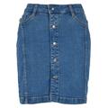 Sommerrock URBAN CLASSICS "Damen Ladies Organic Stretch Button Denim Skirt" Gr. 31, blau (clearblue washed) Damen Röcke