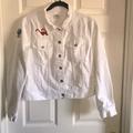 J. Crew Jackets & Coats | J Crew White Denim Jeans Jacket With Patches | Color: White | Size: 20” Pit To Pit