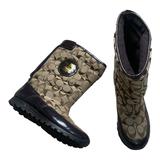 Coach Shoes | Coach Jordy Signature Logo/Patent Leather Winter Boots Size 8 For Women | Color: Brown/Tan | Size: 8