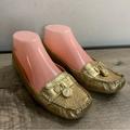 Michael Kors Shoes | Micheal Kors Gold Leather Loafers Lock Detail Cushioned Metallic Shoes Size 7 M | Color: Gold | Size: 7