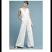 Anthropologie Pants & Jumpsuits | Anthropologie Chino Scalloped Wide Leg White Sleeveless Jumpsuit | Color: White | Size: 4
