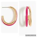 J. Crew Jewelry | J.Crew Double-Hoop Enamel Earrings | Color: Gold/Pink | Size: Os