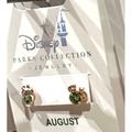 Disney Jewelry | Disney Parks Minnie Mouse Swarovski Birthstone Earrings Gold Color August New | Color: Gold | Size: Os