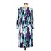 Calvin Klein Casual Dress - Wrap: Teal Print Dresses - Women's Size Small