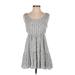 Forever 21 Casual Dress - A-Line Scoop Neck Sleeveless: Gray Stripes Dresses - Women's Size Small