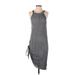 Staring at Stars Casual Dress - Midi Crew Neck Sleeveless: Gray Print Dresses - Women's Size Small