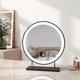 EMKE LED Hollywood Vanity Mirror, Round Makeup Mirror Touch Screen Cosmetic Mirror with Dimmable and Adjustable Brightness, Illuminated Hollywood Mirror (Φ400mm, Black)
