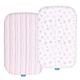 Bassinet Fitted Sheets Compatible with Ingenuity Bedside Bassinet/Regalo Basic Baby Bassinet(Small), 2 Pack, 100% Jersey Knit Cotton Fitted Sheets, Breathable and Heavenly Soft, Pink Print for Baby