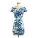 Jealous Tomato Casual Dress - Bodycon: Blue Print Dresses - Women's Size Small