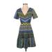 Plenty By Tracy Reese Casual Dress - A-Line V Neck Short sleeves: Green Dresses - Women's Size 2