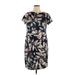 London Times Casual Dress - Mini Crew Neck Short sleeves: Black Floral Dresses - Women's Size 14