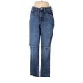 Old Navy Jeans - High Rise Straight Leg Trashed: Blue Bottoms - Women's Size 8 Tall - Dark Wash