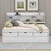 Cosmic Full Size Wooden Captain Bed w/ Built-in Bookshelves, Three Drawers & Trundle Wood in White | 47.2 H x 104.6 W x 78.7 D in | Wayfair