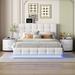 Wrought Studio™ 3-Pieces Bedroom Sets, Upholstered Bed w/ LED Lights, Storage System & USB Charging Station | 44 H x 64.9 W x 83 D in | Wayfair