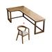 Loon Peak® Jakhye 2 Piece Solid Wood L-Shaped Desk & Chair Set Office Set w/ Chair Wood in Brown/Green | 29.53 H x 62.99 W x 39.37 D in | Wayfair