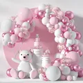 Kit de guirxiété d'arche de ballons roses pastel confettis blanc métallique rose fille baby