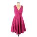 Slate & Willow Casual Dress - A-Line Plunge Sleeveless: Pink Print Dresses - Women's Size 6