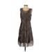 Elie Tahari Cocktail Dress - A-Line Scoop Neck Sleeveless: Brown Dresses - Women's Size 2