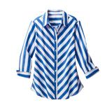 Draper's & Damon's Women's 3/4 Sleeve Bias Stripe Shirt - Blue - PM - Petite