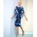 Draper's & Damon's Women's Abstract Floral Overlay Dress - Blue - 1X - Womens