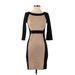 Alloy Apparel Casual Dress - Bodycon: Tan Color Block Dresses - Women's Size Small