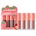 Velvet Lip Glaze Set Non Fading Non Stick Cup Fruit Makeup Lip Gloss Four Mini Sets Non Stick Cup Fruit Set Lip Gloss Easy to Color Liquid Lipstick Long Lasting Lipstick