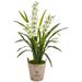 Nearly Natural 47-inch Cymbidium Orchid Artificial Plant in Farmhouse Planter