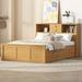 Multi-Functional Full Size Wood Pltaform Bed with Size Trundle, Panel Bed with Upper Shelves& 3 Drawers