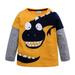 Toddler Children Cartoon Boys Dinosaur Patchwork Shirt Tops Outfits Clothes Yellow 120