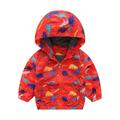 Toddler Cartoon Print Zip Jacket Hooded Trench Lightweight Rain Jacket Light Windbreaker 2-7 Years