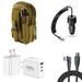Travel Bundle for TCL 50 LE Waterproof Pack Bag Carrying Pouch Case Tempered Glass Screen Protector 40W Car Charger Power Adapter 3-Port Wall Charger USB C to USB C Cable (Khaki)
