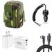 Travel Bundle for TCL 50 LE Waterproof Pack Bag Carrying Pouch Case Screen Protector 40W Car Charger Power Adapter 3-Port Wall Charger USB C Cable (Green Jungle Camo)