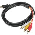 to RCA Cable 1080P Male to 3 RCA S-Video AV Audio Cable Cord Adapter for TV HDTV DVD