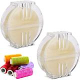 Duslogis 2Pcs Beeswax Thread Conditioners Thread Wax for Sewing with Plastic Box for Quilting Making Sewing Quilt Making Strengthening Line Embroidery Wax (White)