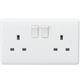 Knightsbridge 13A 2G DP Switched Socket with twin earths - ASTA approved - White - CU9000