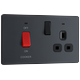 BG Evolve Matt Grey 45A 2-Pole Cooker Switch With 13A Switched Socket & LED Indicators - PCDMG70B