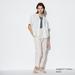 Women's Linen Cotton Striped Tapered Pants | Off White | Large | UNIQLO US