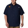 Men's Columbia Navy West Virginia Mountaineers Big & Tall Tamiami Omni-Shade Button-Down Shirt