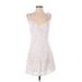 BB Dakota Casual Dress - Mini: White Polka Dots Dresses - Women's Size 2