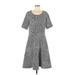 Lands' End Casual Dress - A-Line Scoop Neck Short sleeves: Gray Dresses - Women's Size Medium