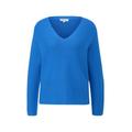 S. Oliver Strickpullover Damen blau, Gr. 46, Baumwolle, Pullover Mit V ausschnitt | 2145636.9999.34