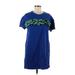 Trafaluc by Zara Casual Dress - Mini High Neck Short sleeves: Blue Solid Dresses - Women's Size Medium