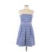 Gap Casual Dress - A-Line Strapless Sleeveless: Blue Print Dresses - Women's Size 8