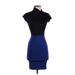 French Connection Casual Dress - Bodycon High Neck Short sleeves: Blue Solid Dresses - Women's Size 0