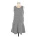 Ann Taylor LOFT Casual Dress - DropWaist: Gray Stripes Dresses - Women's Size Medium Petite