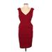 Elie Tahari Cocktail Dress - Party Plunge Sleeveless: Burgundy Solid Dresses - Women's Size 10